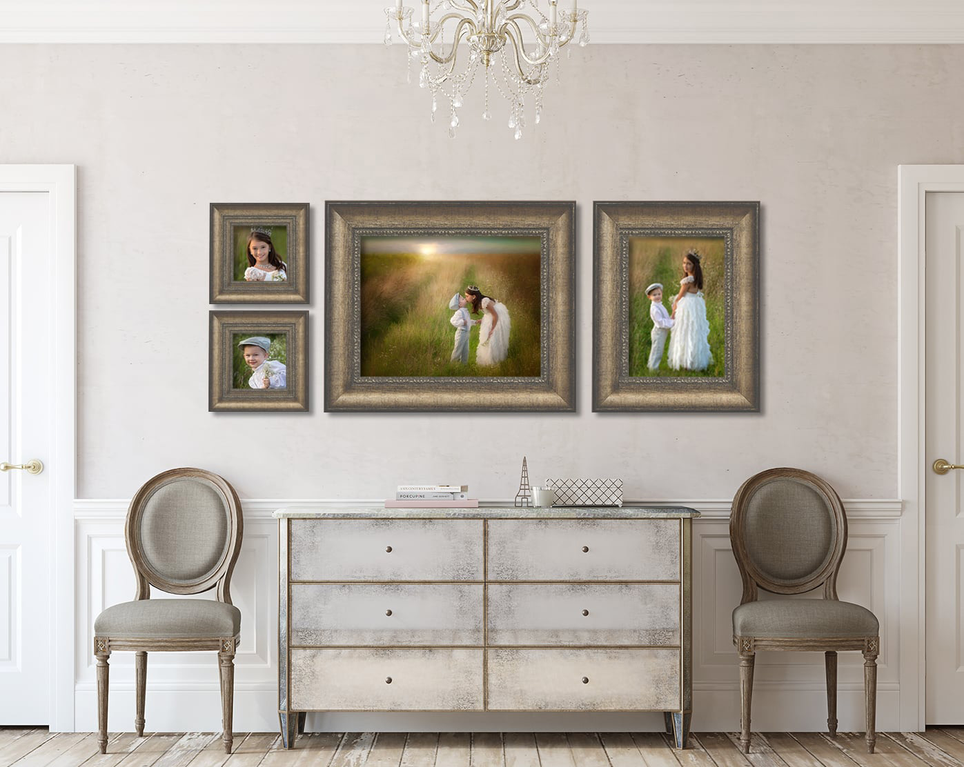 Children wall portrait displayed in home, Studio C Fine Art Photography Ohio
